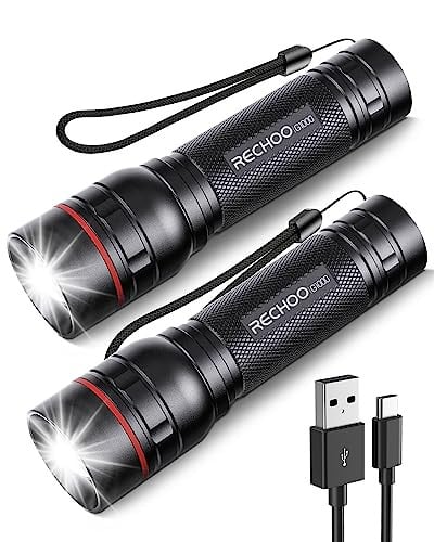 RECHOO Rechargeable 1000 Lumen LED Flashlights 2-Pack Deal