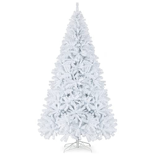 Goplus 9ft Unlit Hinged White Spruce Christmas Tree