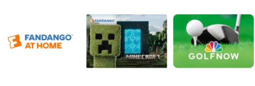 Vudu / Fandango At Home, Fandango and GolfNow Gift Cards