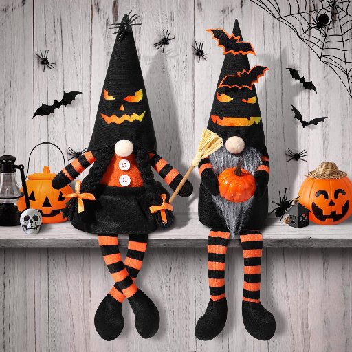 Ayieyill Halloween Gnome Plush Decorations 2-Pack (15"H x 4.3"W)