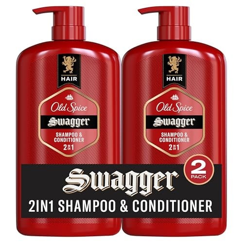 Old Spice Mens 2-in-1 Shampoo and Conditioner Set, Swagger, Cedarwood Lime Scent 29.2 fl oz Each, Twin Pack Deal