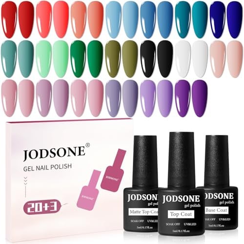JODSONE Gel Nail Polish Set 23-Piece w/ Base Glossy & Matte Top Coat