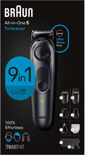Braun All-in-One Series 5 AiO5490 Rechargeable 9-in-1 Body, Beard & Hair Trimmer