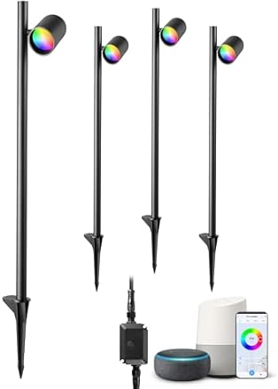 Alexa, Google Controlled Color Changing Landscaping Lights Adjustable Head, Waterproof