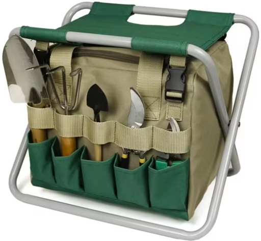 Gardening Tool Set with Folding Stool, 5PCS Deal