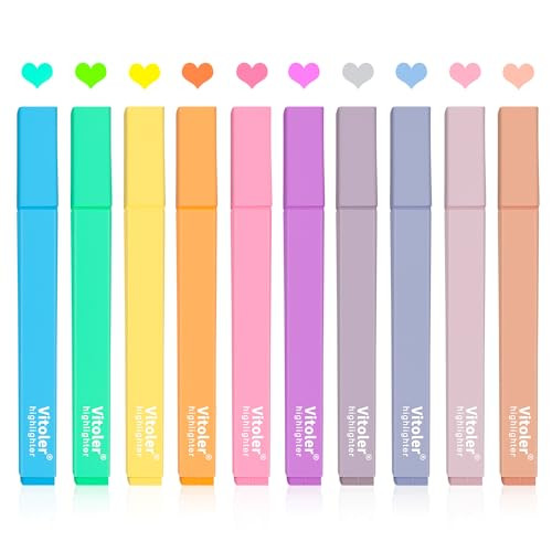 Vitoler 10-Pcs Aesthetic Chisel Tip Marker Pens