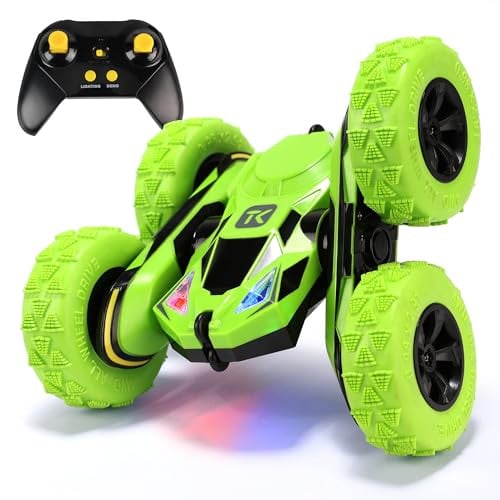Threeking Remote Control Car RC Flip Stunt Double Sided Driving 4WD 360° Flips