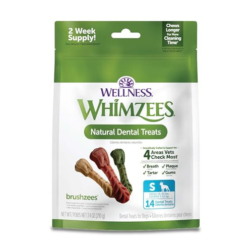 Whimzees Dog Wellness Daily Brushzees Dental Chew Treats 14-Count (Small Size Stick)