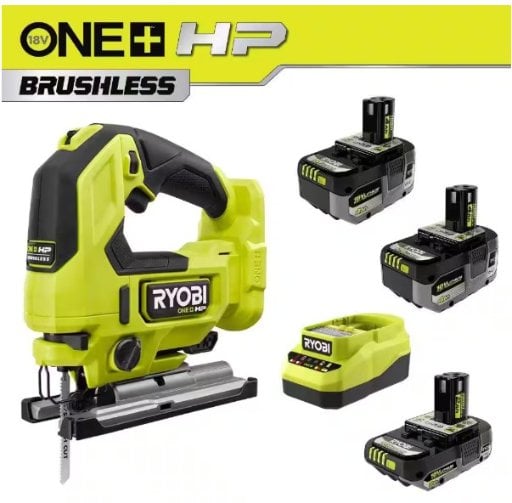 RYOBI ONE+ HP 18V Brushless Cordless Jig Saw Kit with (2) 4.0 Ah Batteries, 2.0 Ah Battery Deal