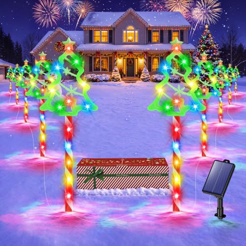 Tancuzo 10-Pack Solar Christmas Tree Pathway Lights