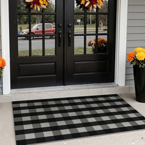 GENIMO Checkered Black and White Outdoor Rug