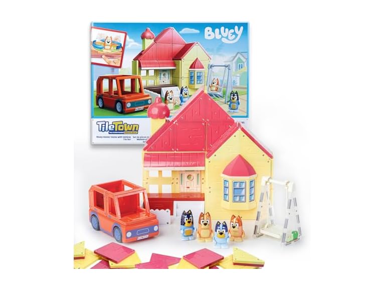 Tile Town Bluey Heeler Family Home Magnetic Tile Playset 52-Piece Deal