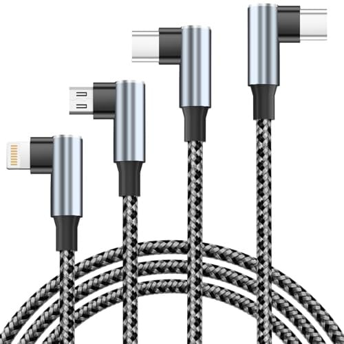 5' MPATIBY Right Angle Braided Multi Charging Cables (USB-C, Micro USB, Lightning) Deal