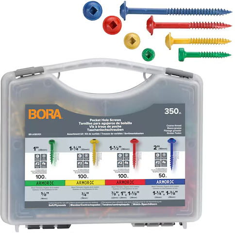 BORA #2 Assorted Lengths Powder Coating Interior/Exterior Pocket Hole Screws 350-Per Box Deal