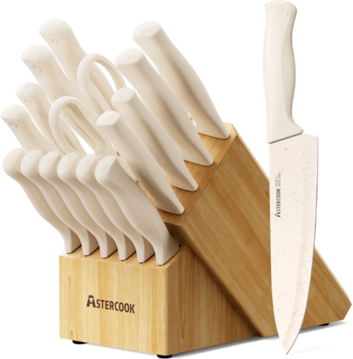 Astercook 17-Piece Kitchen Knife Set w/ Built-in Sharpener Deal