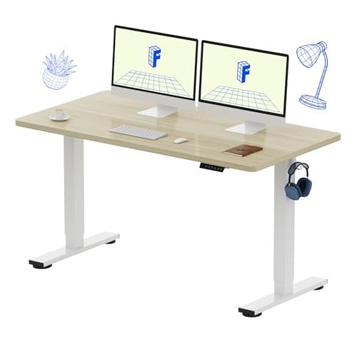 FLEXISPOT EN1 One-Piece Standing Desk 55" x 28" White/Wood Grain Deal