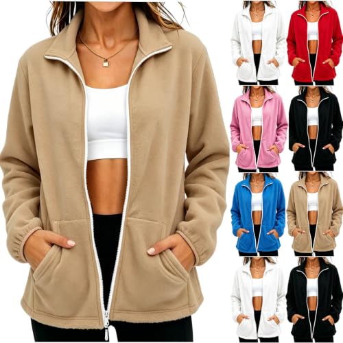 Women's Full Zip Mock Neck Sherpa Fleece Jacket