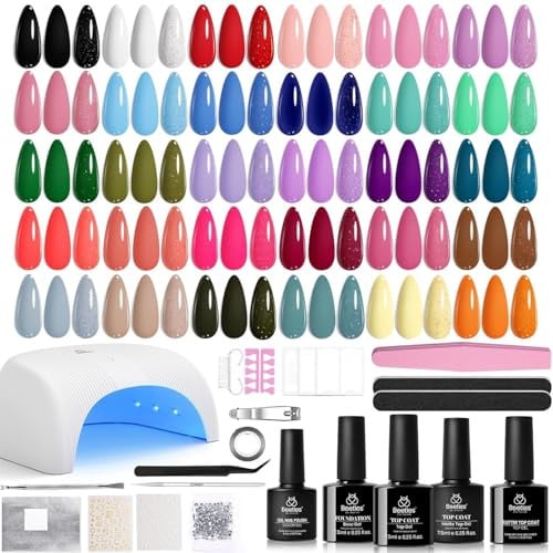 Beetles 54-Piece Gel Nail Polish Kit w/ UV Light Lamp (Four Seasons Glow)