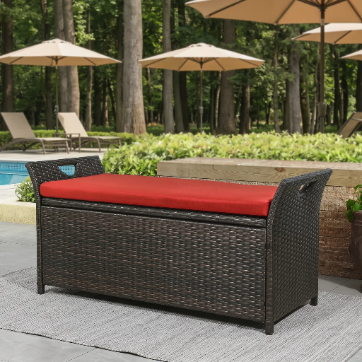 Red Barrel Studio Pape Rattan Outdoor Deck Box Storage Bench 37.75" Deal