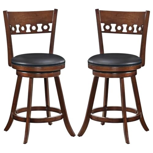 Giantex Swivel Bar Stools with Back Espresso 2-Pack Deal