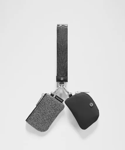 Lululemon Dual Pouch Wristlet Glitter Dark Silver/Graphite Grey/Silver