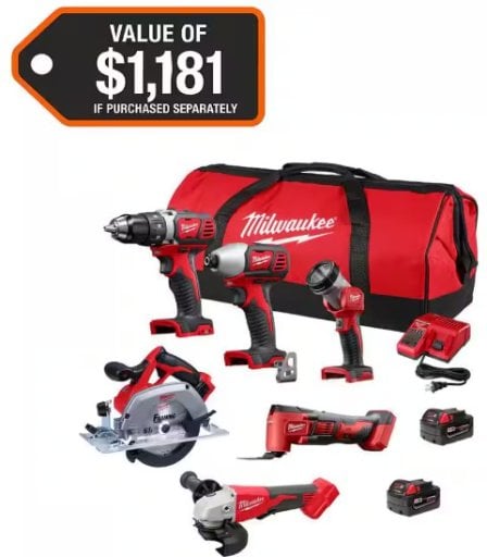 Milwaukee M18 18V Lithium-Ion Cordless 6-Tool Combo Kit Deal