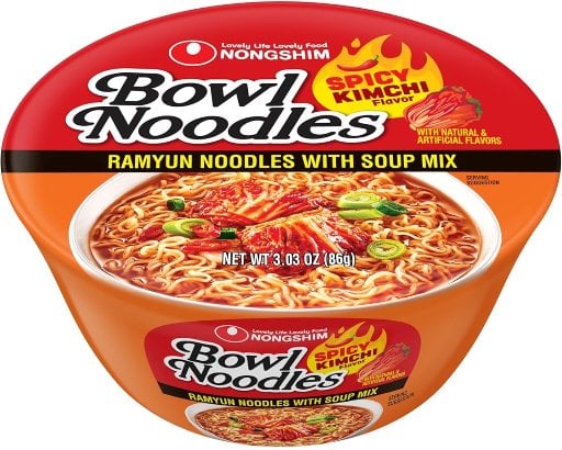 Nongshim Kimchi Gourmet Instant Ramen Bowl 3.03 Ounce (Pack of 6)