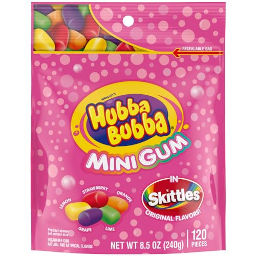 Hubb Bubba Minis Sugar Free Bubble Gum Skittles Flavors 120-Piece