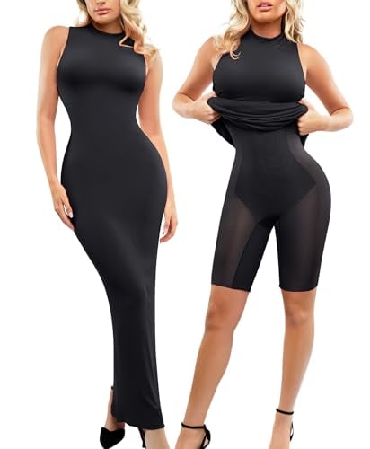 Popilush Mock Neck Sleeveless Shapewear Dress