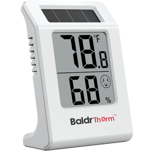 BaldrTherm 2.2'' Digital Thermometer and Hygrometer Meter Solar-Powered