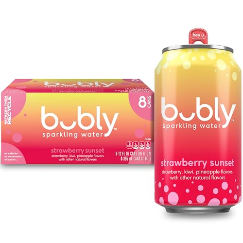 8 Pack of bubly Sparkling Water, Strawberry Sunset, Zero Sugar, 12 Fl. Oz.