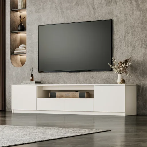 78.7" Latitude Run Modern TV Stand for TVs up to 75" with 2 Storage Cabinet & 2 Drawers
