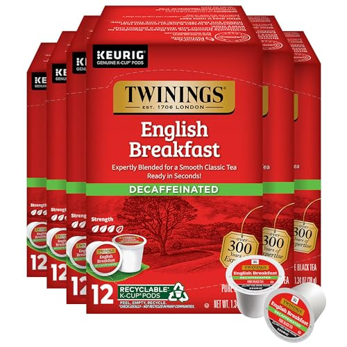 6-Pack 12-Count Twinings Decaf English Breakfast Black Tea K-Cup Pods