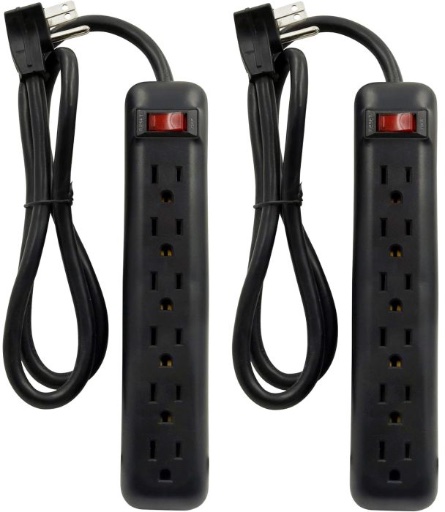 6 Outlet Power Strips with 3 Feet Cords - 2-Pack