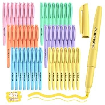 48 Count Pastel Highlighters Bulk - 6 Assorted Soft Colors, Chisel Tip Deal