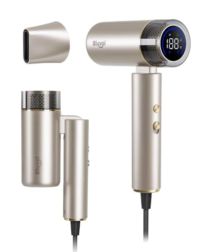 Bluvol T10 Apex Foldable Travel Hair Dryer with 200 Million AquaGlow Negative Ions