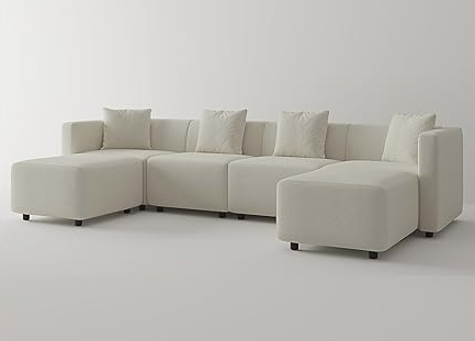 120.5" Acanva U-Shape Convertible Modular Fabric Sectional Sofa Set (Cream)
