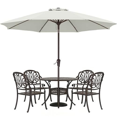 ABCCANOPY 9FT Outdoor Patio Umbrella, 8 Ribs Table Umbrella w/Crank, Light Beige Deal