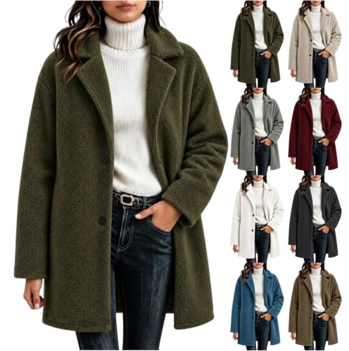 Womens Fuzzy Fleece Pea Coat Deal