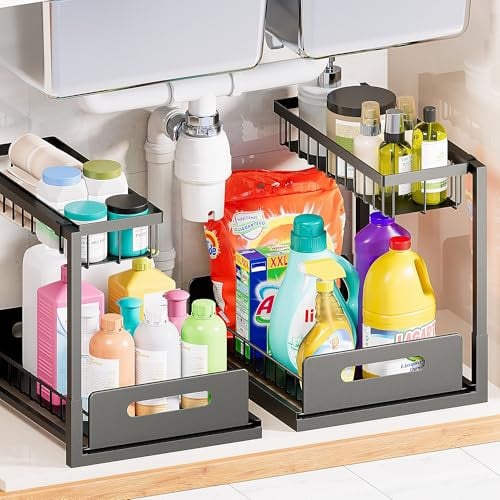 VUSIGN 2-Tier Under Sink / Cabinet Pull Out Organizers 2-Pack Deal