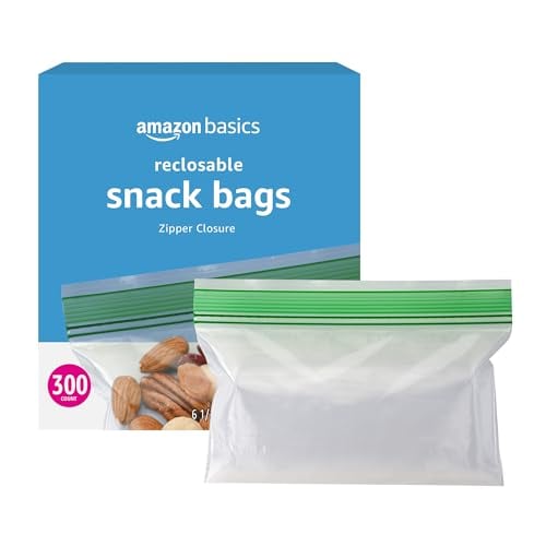 Amazon Basics Reclosable Food Storage Snack Bags 300-Count