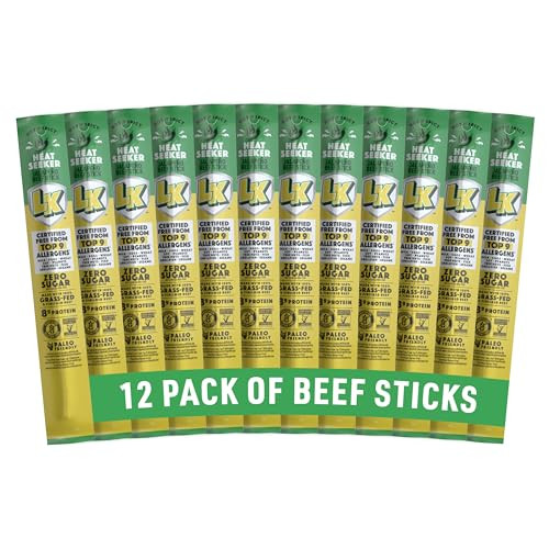 Lorissa's Kitchen Grass-Fed Beef Jerky Sticks 12-Pack Heat Seaker Jalapeno