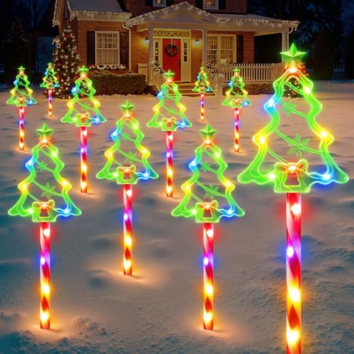 WdtPro Solar Christmas Pathway Lights Outdoor Decorations