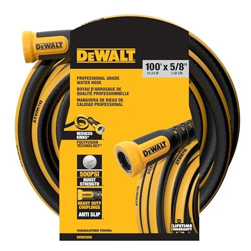 DEWALT Professional Grade Heavy Duty Garden Hose 100 Feet x 5/8 Inch