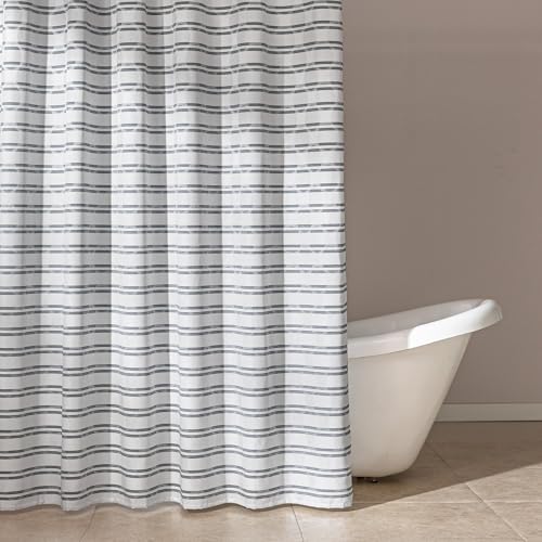 Amazon Basics Geometric Jacquard Fabric Shower Curtain
