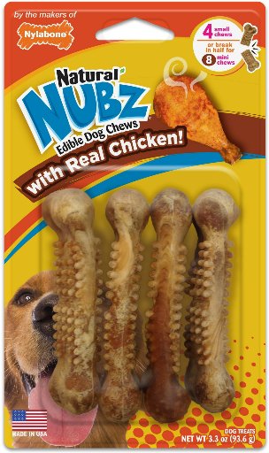 Nylabone Nubz Chicken Dog Chew Treats, Small, 4-Pack