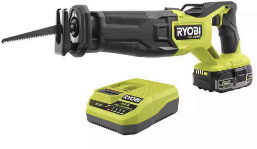 Ryobi HP 18V Reciprocating Saw Kit with 4 Ah EDGE Battery and Charger