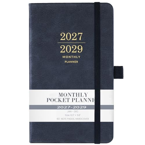BooQool 2027-2029 3-Year Monthly Pocket Planner (Blue)