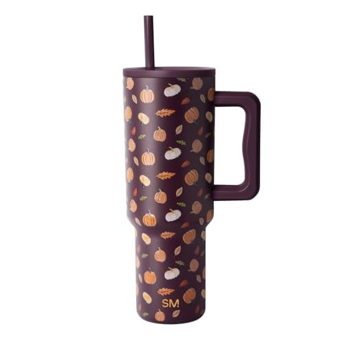 Simple Modern Halloween 40oz Trek Tumbler with Handle & Straw Lid, Insulated Stainless Steel, Pumpkin & Leaves Deal