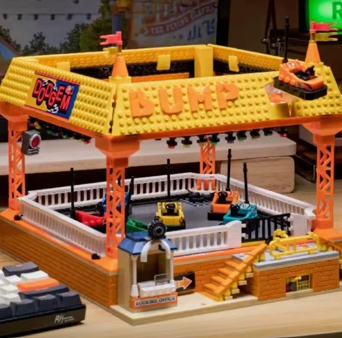 1099-Piece Ideas Street View Amusement Park Bumper Cars Building Blocks Set